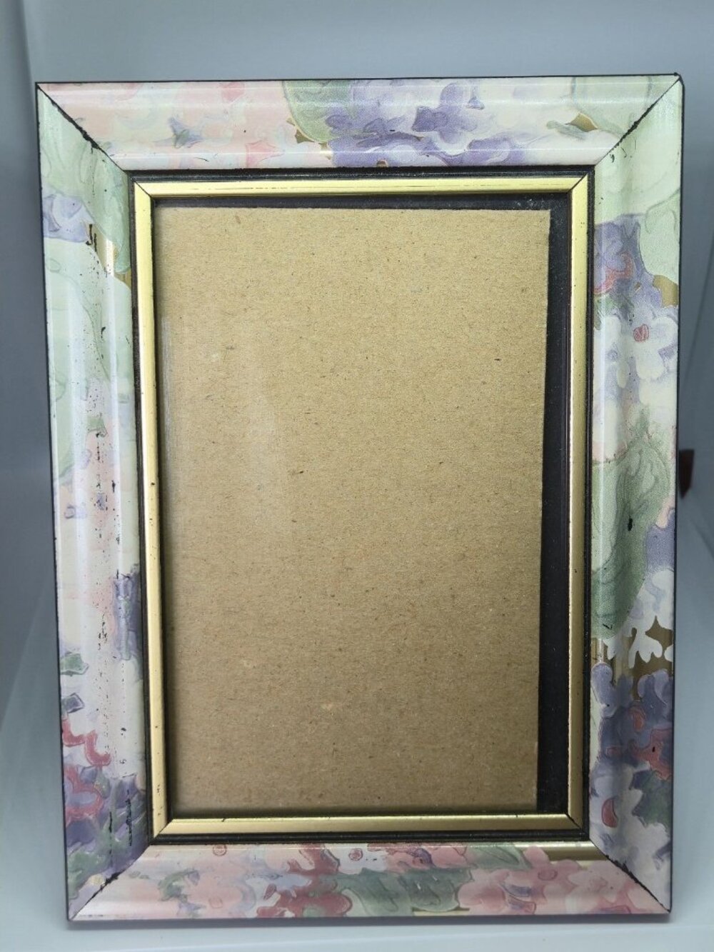 Vintage Korea Floral Metal Photo Frame Pastel Pink Purple Shabby Cottagecore